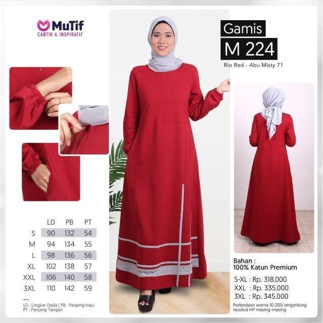 GAMIS MUTIF M224, M224 mutif, GMS 224 Mutif, Gamis Kaos Mutif M224, Gamis Kaos Maroon M224 Mutif