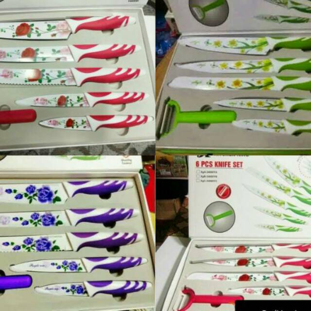 PISAU DAPUR KERAMIK MOTIF BUNGA