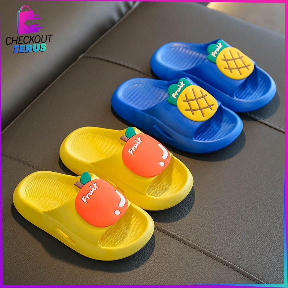 CT S43 Sandal Anak Slip On Motif Buah Selop Karakter Lucu Sendal Anak Perempuan Laki Laki Slippers Kids Cute Baby Import