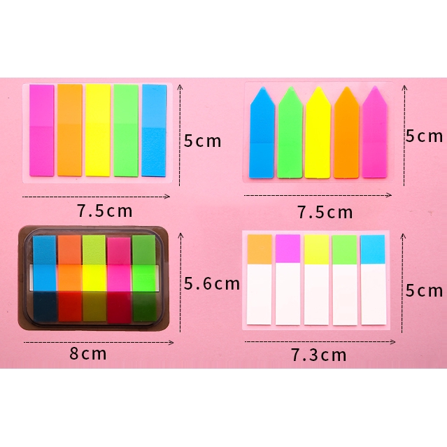 5 Colors Fluorescent Sticky Notes Instruction Classification Index Labels Sticker Student Stationery