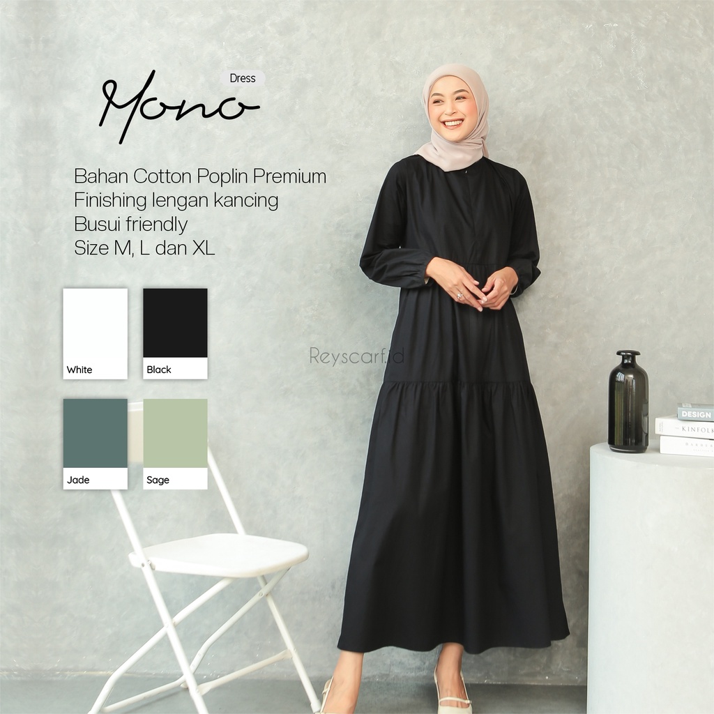 Mono Dress By Reyscarf.id Bahan Katun Poplin Premium - Dress Dewasa Elegant Adem Nyaman Dipakai - Bisa COD-PART2