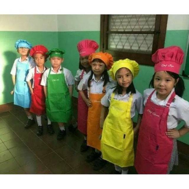 Celemek Apron Anak, Celemek Bordir Nama Logo,celemek anak SD dan TK,celemek anak anak