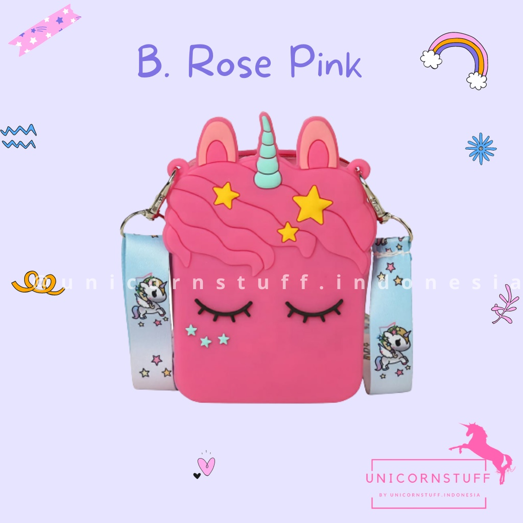 Tas Selempang Unicorn Anak Perempuan Kado Hadiah Cewek Silicon Jelly Sling Bag Pergi