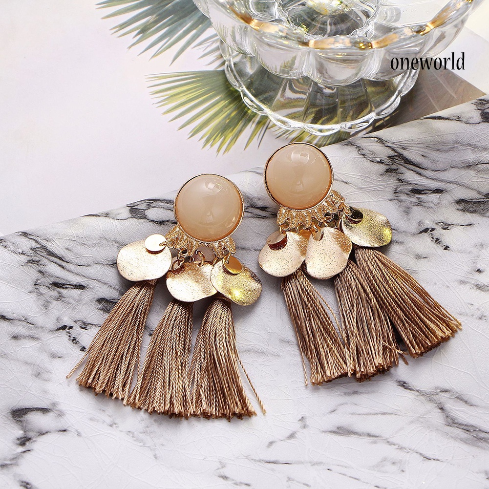 OW@ Bohemian Women Tassel Dangle Drop Ear Stud Statement Party Earrings Jewelry