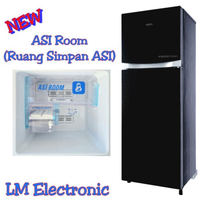 AQUA Kulkas 2 pintu inverter dengan ASI Room AQR-D275RWBK