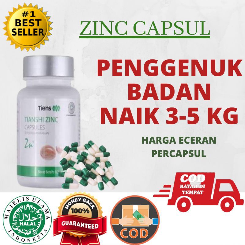 [COD] ZINC PENGGEMUK BADAN || ZINC ECER CAPSUL || 100% ORIGINAL TIENS