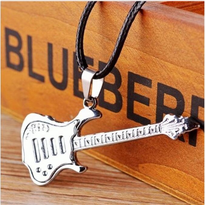 Korean Guitar Couple Necklace Music Lovers Stainless Steel Jewelry Necklace