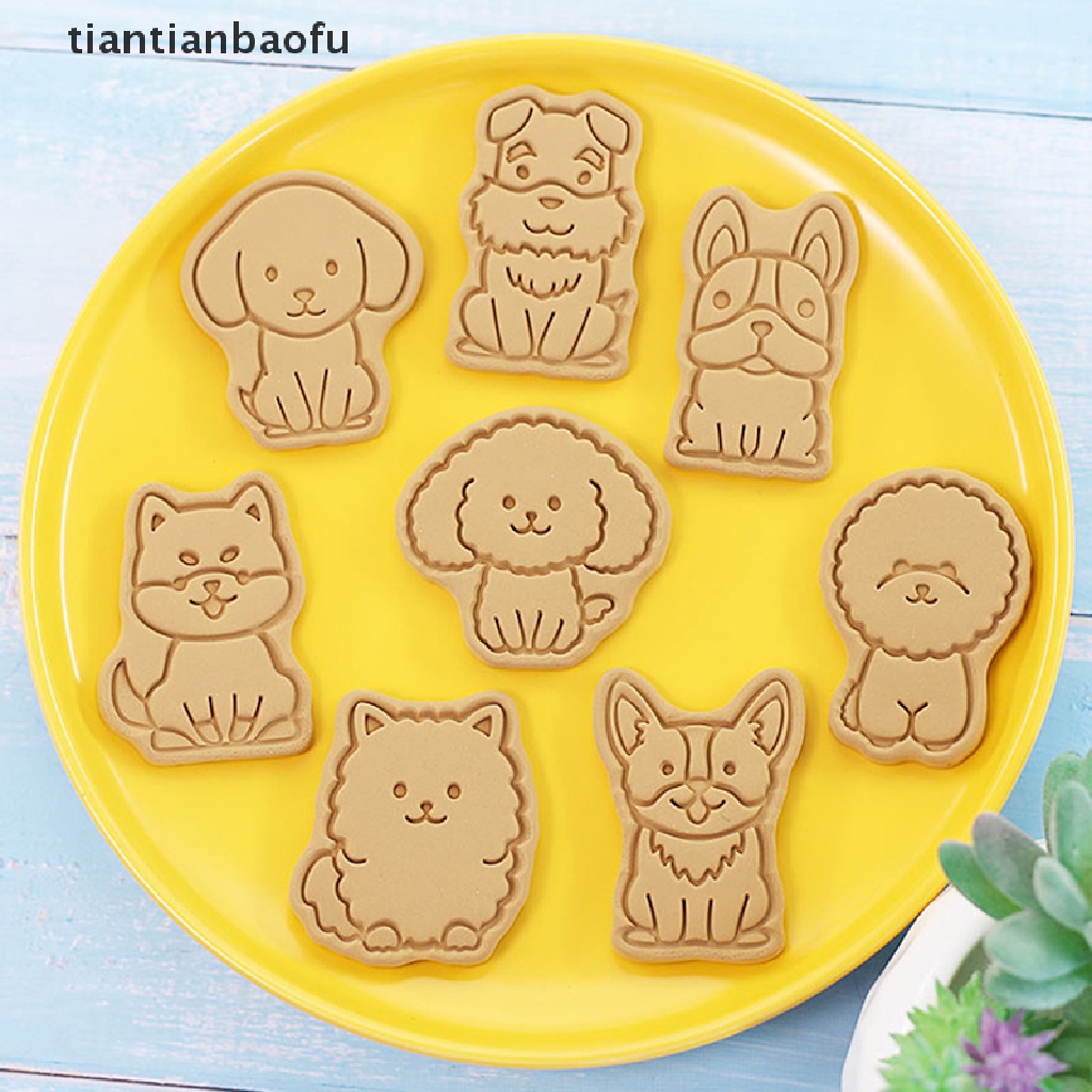 8 Pcs Cetakan Kue / Biskuit Bentuk Anjing 3D Untuk Dekorasi