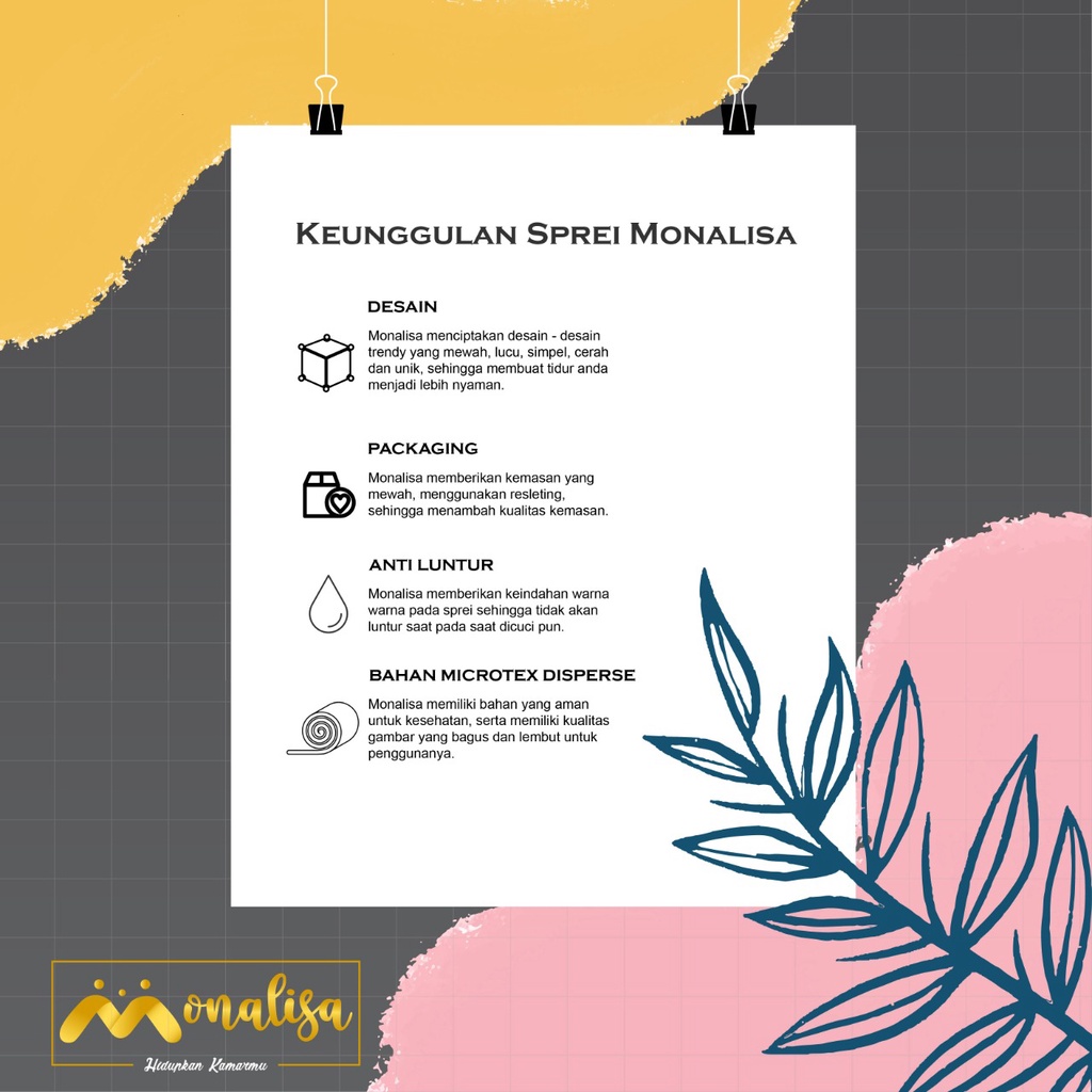 Monalisa Premium Sarung kasur Uk 90/100/120 T 15/20 - Flowers Cute