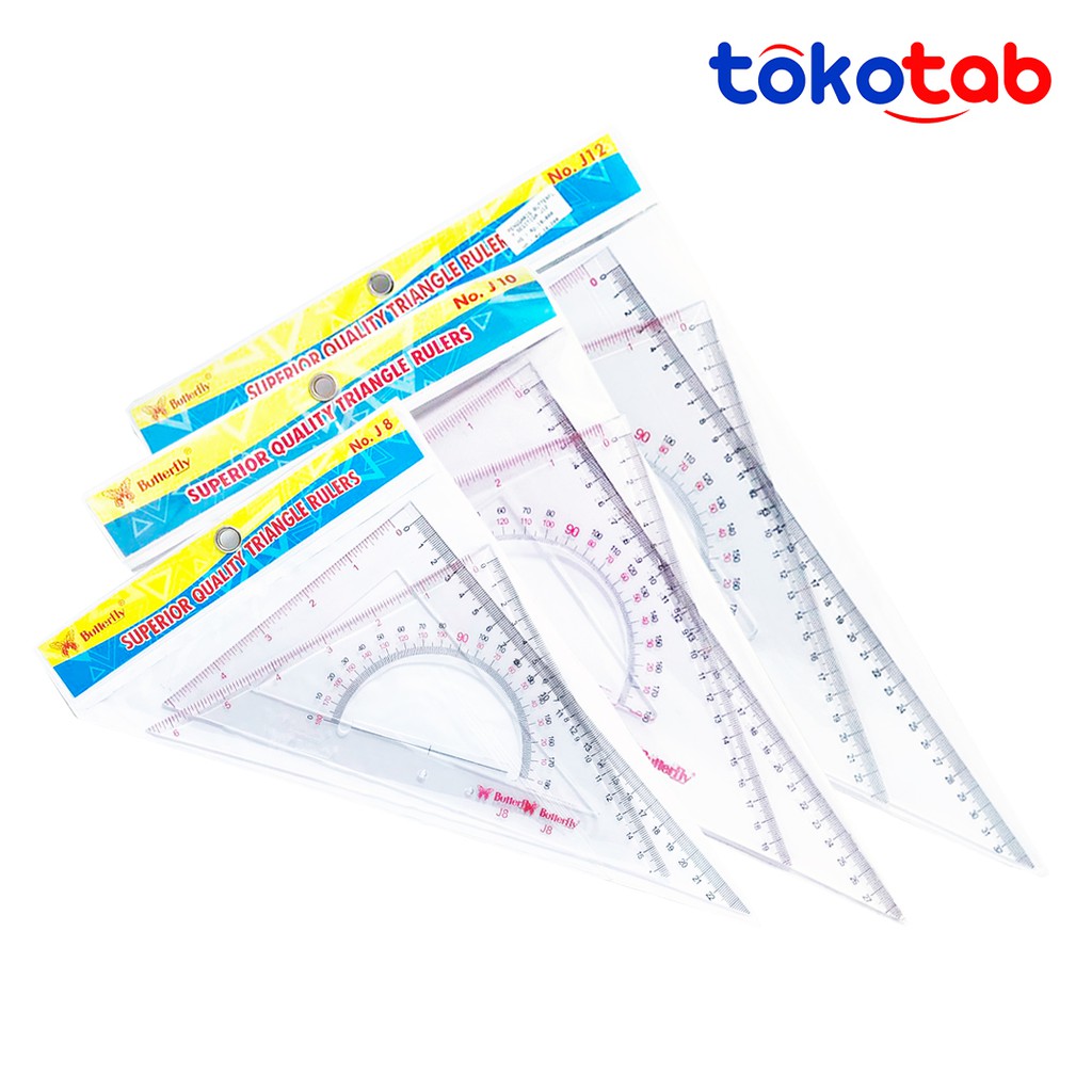 

Penggaris Segitiga Mistar Plastik Kaca 22cm 27cm 32Cm Butterfly J8 J10 J12