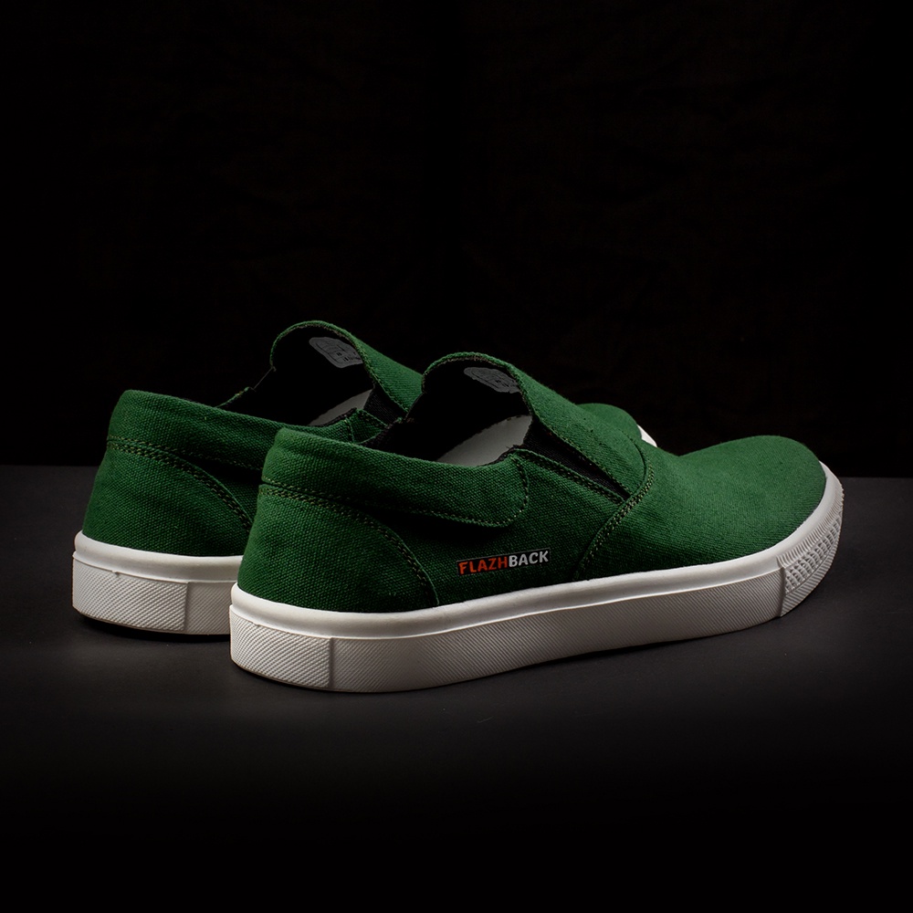 OWL GREEN |ManNeedMe x FLAZHBACK| Sepatu Sneakers Pria Casual Slip On Kanvas ORIGINAL