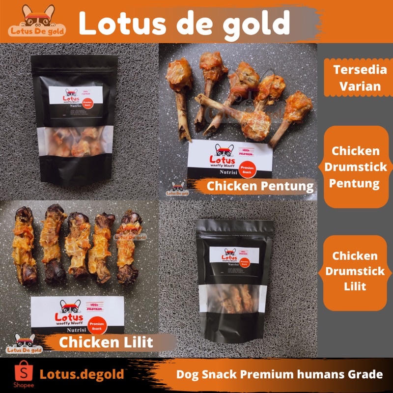 Cemilan Anjing dog Snack Treat | Tulang lilit & Drumstick - Jerky makanan anjing