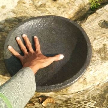 30cm Cobek+ulekan batu asli batu kali