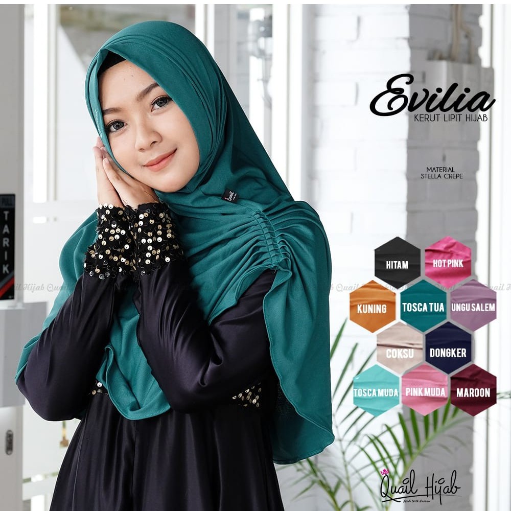 EVILIA KERUT LIPIT HIJAB CREPE BY QUAIL