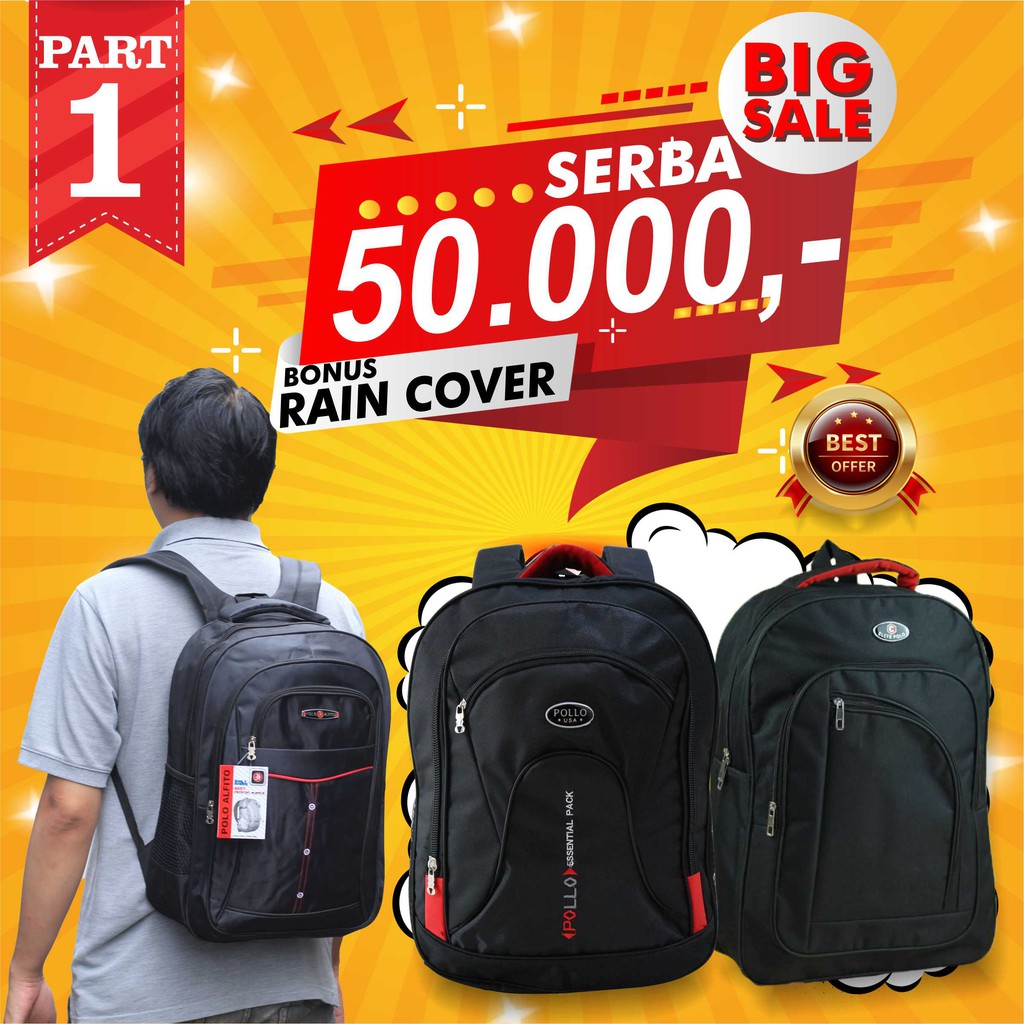 SERBA 50 RIBU Backpack Polo Tas Sekolah SMP SMA Cewek Cowok Ransel Laptop Murah Bagus Berkualitas