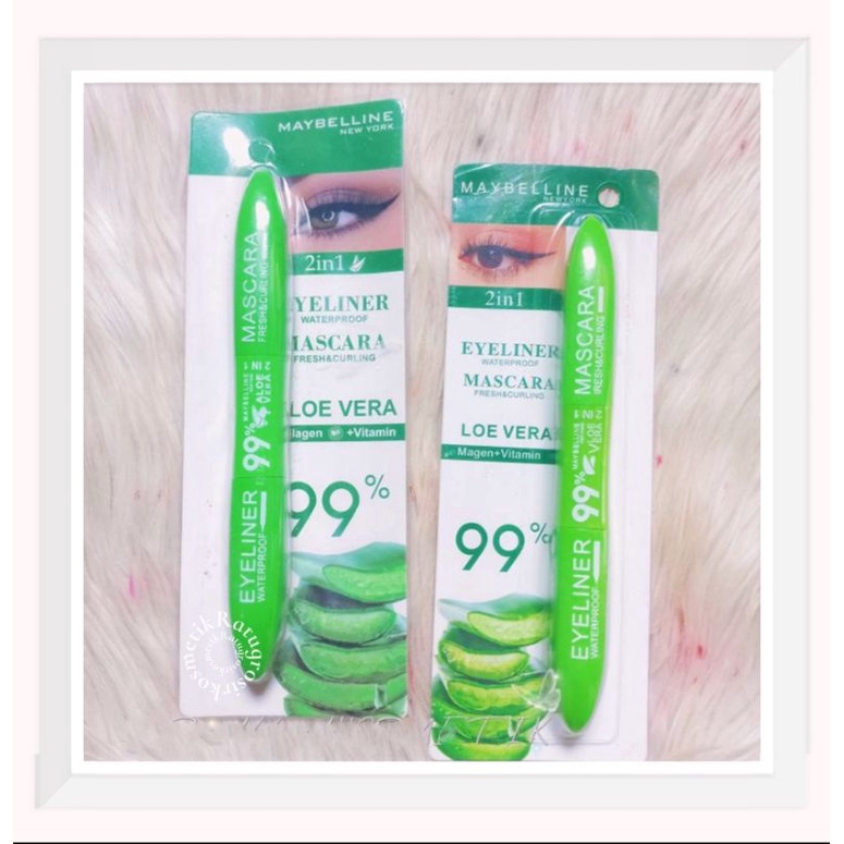 [ECER] MASCARA + EYELINER NKD5/MYB ALOEVERA 2IN1 LONGLAST WATERPROOF