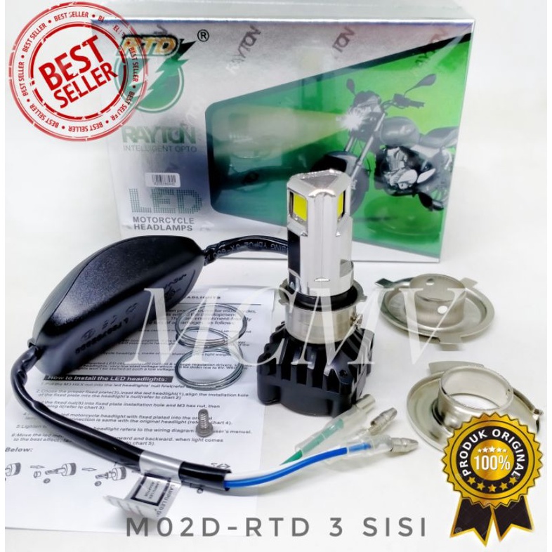 LAMPU LED MOTOR RTD 6 SISI / 3 SISI 100% ORIGINAL GARANSI AC DC + KIPAS BOHLAM DOP LAMPU DEPAN UTAMA LED RTD ORI ASLI M02D M02E 3 6 TITIK MATA 6 SISI H4 H6 30 35 WATT WHITE YELLOW PUTIH KUNING ICE BLUE BEAT VARIO MIO NMAX LEXI PCX CBR SCOOPY AEROX VIXION-3 SISI PUTIH