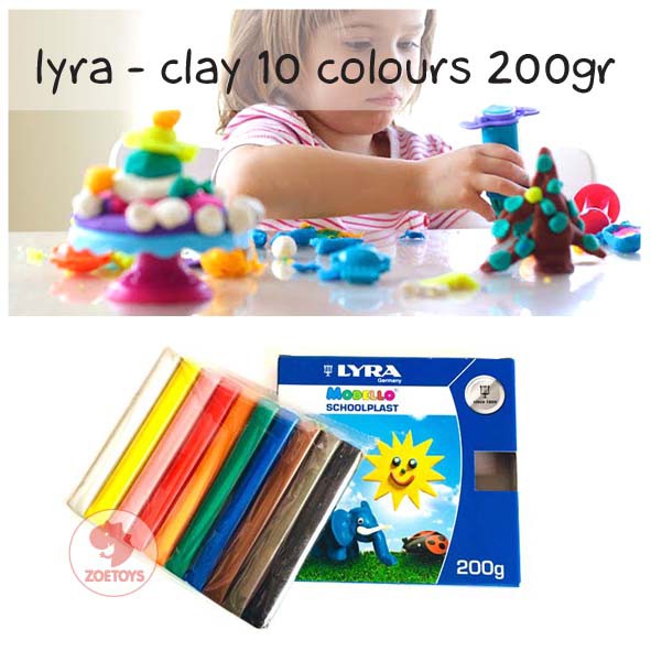 Zoetoys Lyra - Clay 10 Colours 200gr | Mainan Kerajinan Lilin Resin | Lembut Modelling Light Clay Anak