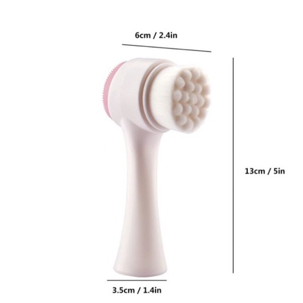 Alat Pembersih Wajah Sikat Silikon Cuci Muka Facial Cleaning Brush 2 Sisi Sangat Halus Komedo Gagang