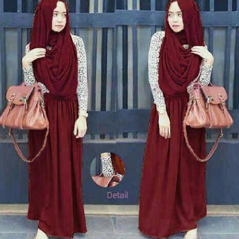 PROMO TERBESAR HIJAB ZAHIRA SET MARUN KUALITAS PREMIUM