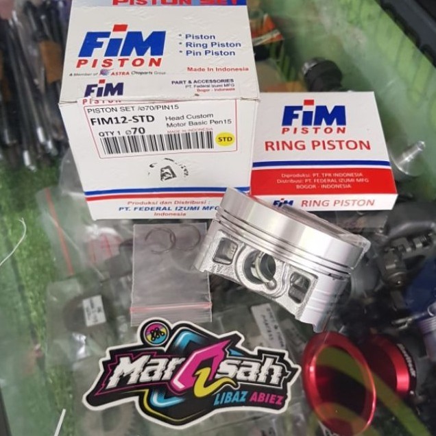 Piston Fim12 diameter 70 pin 15 costum dome fim tiger mentah marqsah racing-1