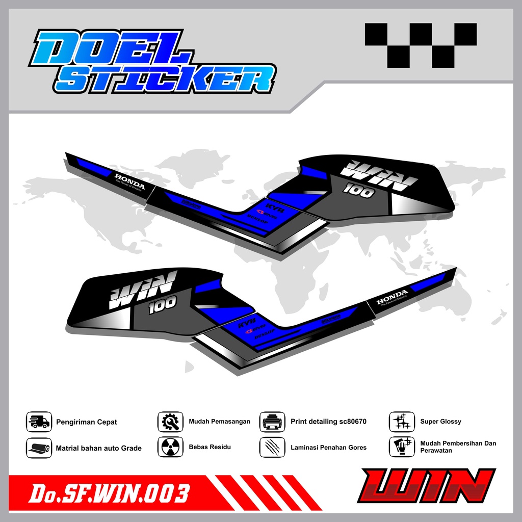 STICKER STRIPING WIN 100 - STICKER STRIPING LIST VARIASI HOLOGRAM , CROME WIN 100 DOEL 003