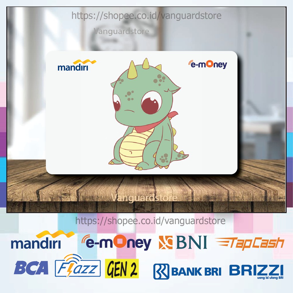 KARTU E MONEY E TOLL KARTUN DINOSAURUS LUCU ANIME 7 EMONEY MANDIRI FLAZZ BCA BNI TAPCASH BRIZZI BRI