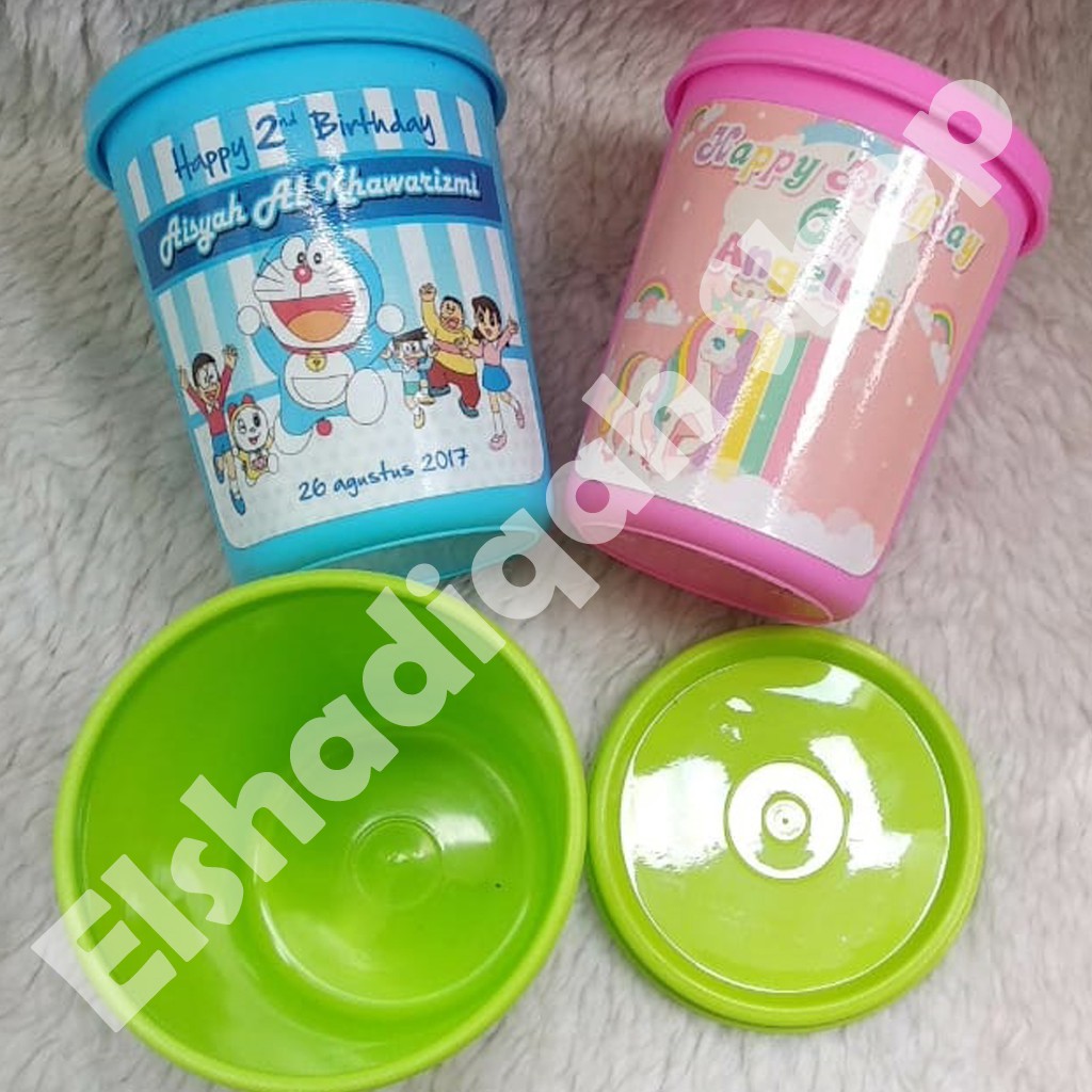 CUSTOM GELAS 300ML ADA PENUTUP Souvenir Ultah ulang CUSTOM GELAS 300ML ADA PENUTUP Souvenir Ultah ulang