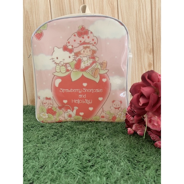 Backpack mika /tas punggung bahan Mika strawberry n hello kitty