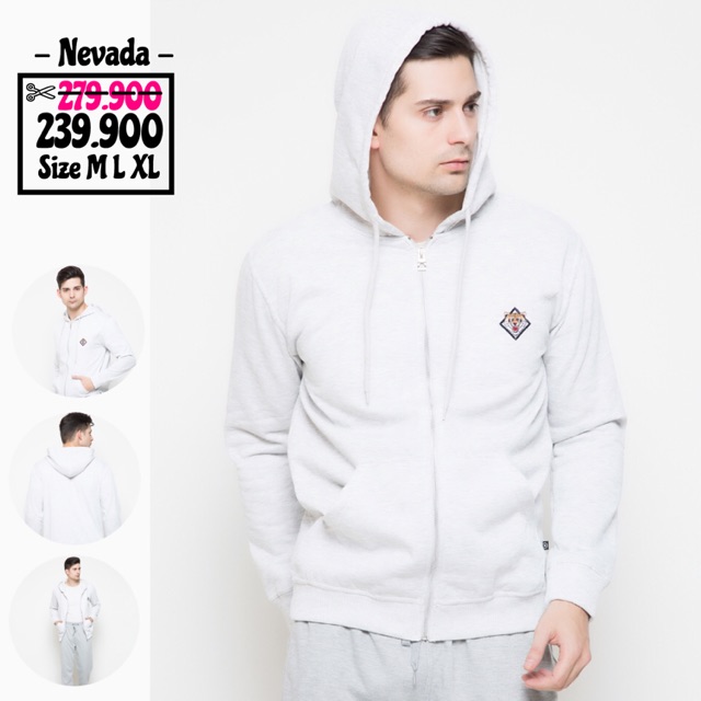 Jaket Nevada Hoodie Tiger Logo - Putih