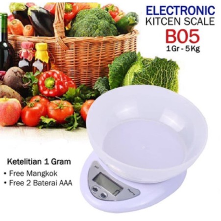 Timbangan Mangkok Dapur Digital Timbangan Electronic Kitchen Scale Timbangan Kue Sayur Buah Food 5kg