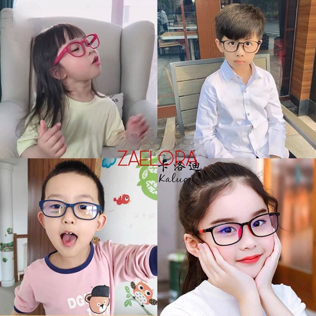 ZAELORA - Kacamata Anak Anti Radiasi Blue Ray Laki-laki & Perempuan (Design Korea)-4