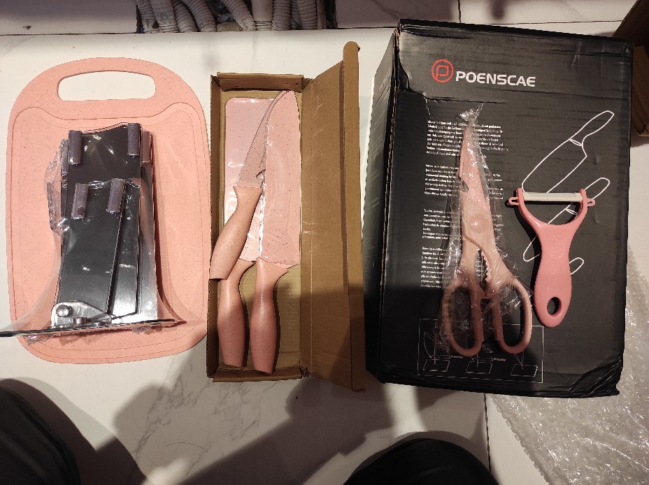 7 In 1 Kitchen Knife Set / Poenscae Talenan Pisau Tatakan Pengupas Gunting Dapur Set Pr114