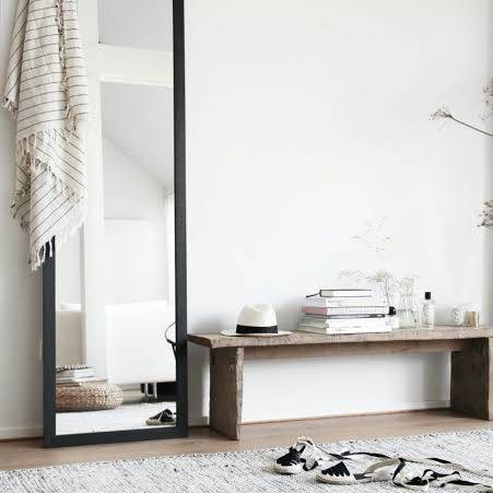 kaca cermin 30 x 100 cm gantung home decor standing mirror medan - Hitam