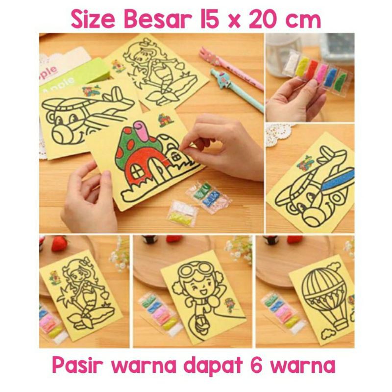 Mainan Pasir Anak Edukasi Size Besar 15 x 20 cm Murah Sand Painting