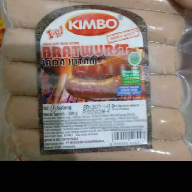 

Sosis Sapi Jumbo Kimbo Bratwurst Lada Hitam isi 6pcs