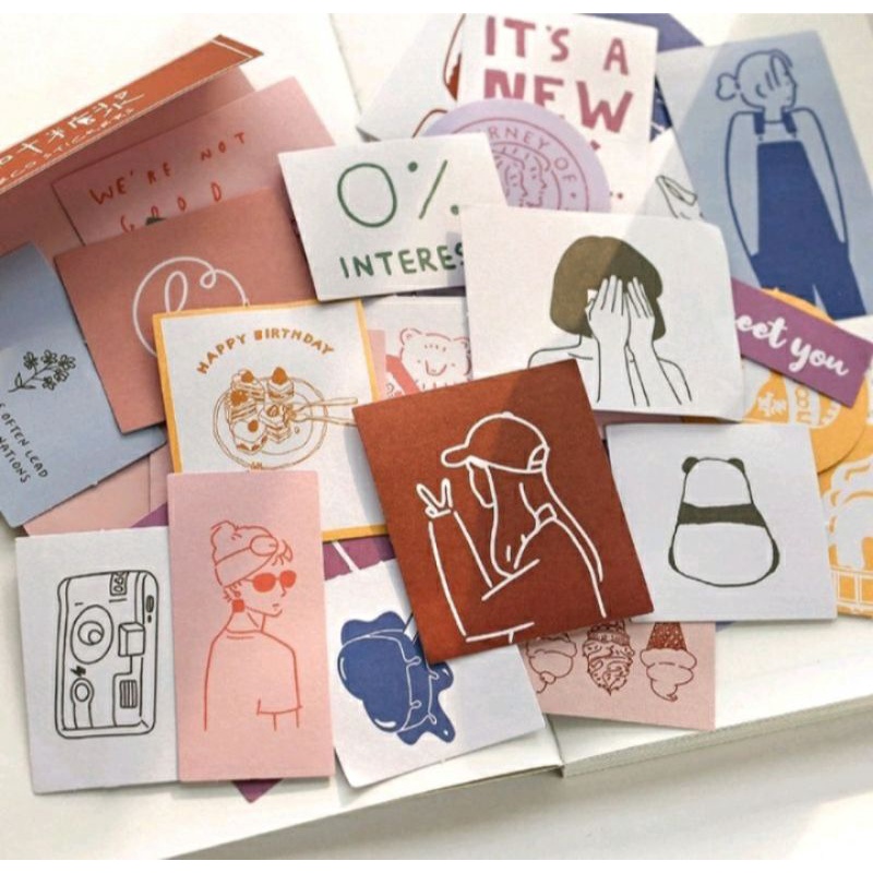 

60 Lembar Stiker Kertas Motif Kartun Untuk Scrapbook/ Diary/ Album Foto