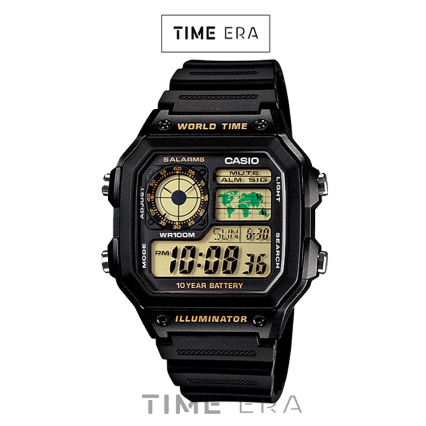 Casio Original AE-1200WH-1B / AE1200WH-1B Jam Tangan Pria - Digital - Karet - Hitam