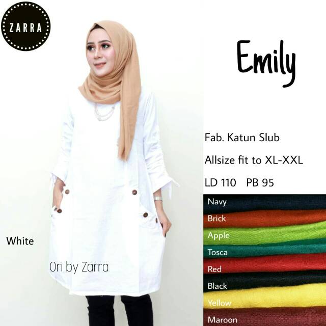 Tunik Atasan Muslim Polos Emely Busana Syari Original Zarra