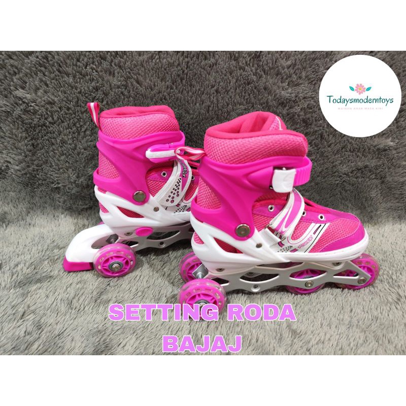 PROMO !!! SEPATU RODA ANAK POWER INLINE SKATE / BISA SETTING RODA 3 / BAJAJ