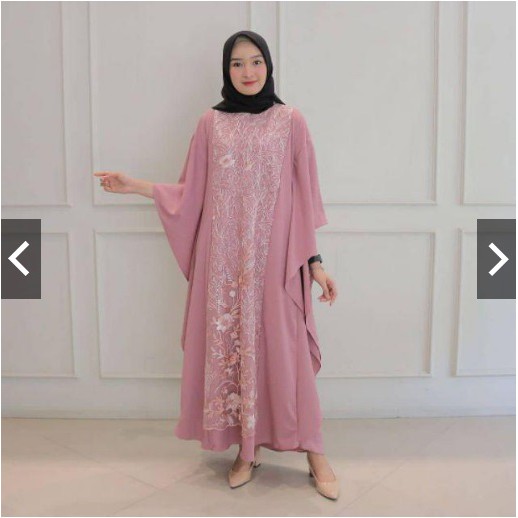 Terbaru DRESS BORDIR KAYLA WANITA MUSLIM LEBARAN PREMIUM THole