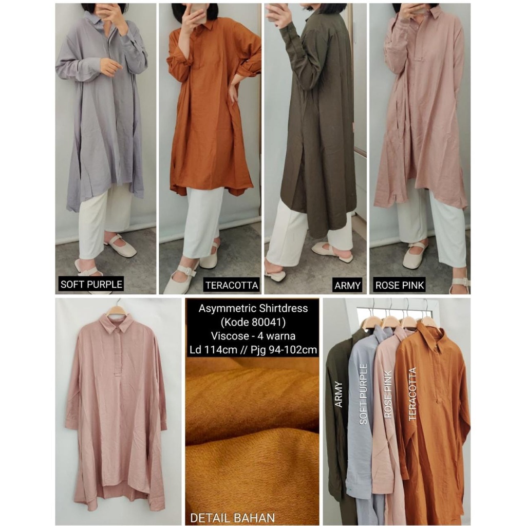 Kemeja Tunik Perempuan Asymmetric Shirtdres ppv Makassar