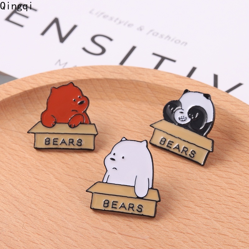 Bros Pin Enamel Desain Kartun Hewan Beruang Panda Untuk Hadiah