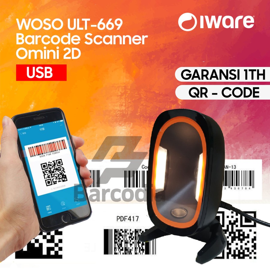 2D IWARE ULT-669 E-FAKTUR OMNI BARCODE SCANNER ( QR CODE/PDF417 ) USB