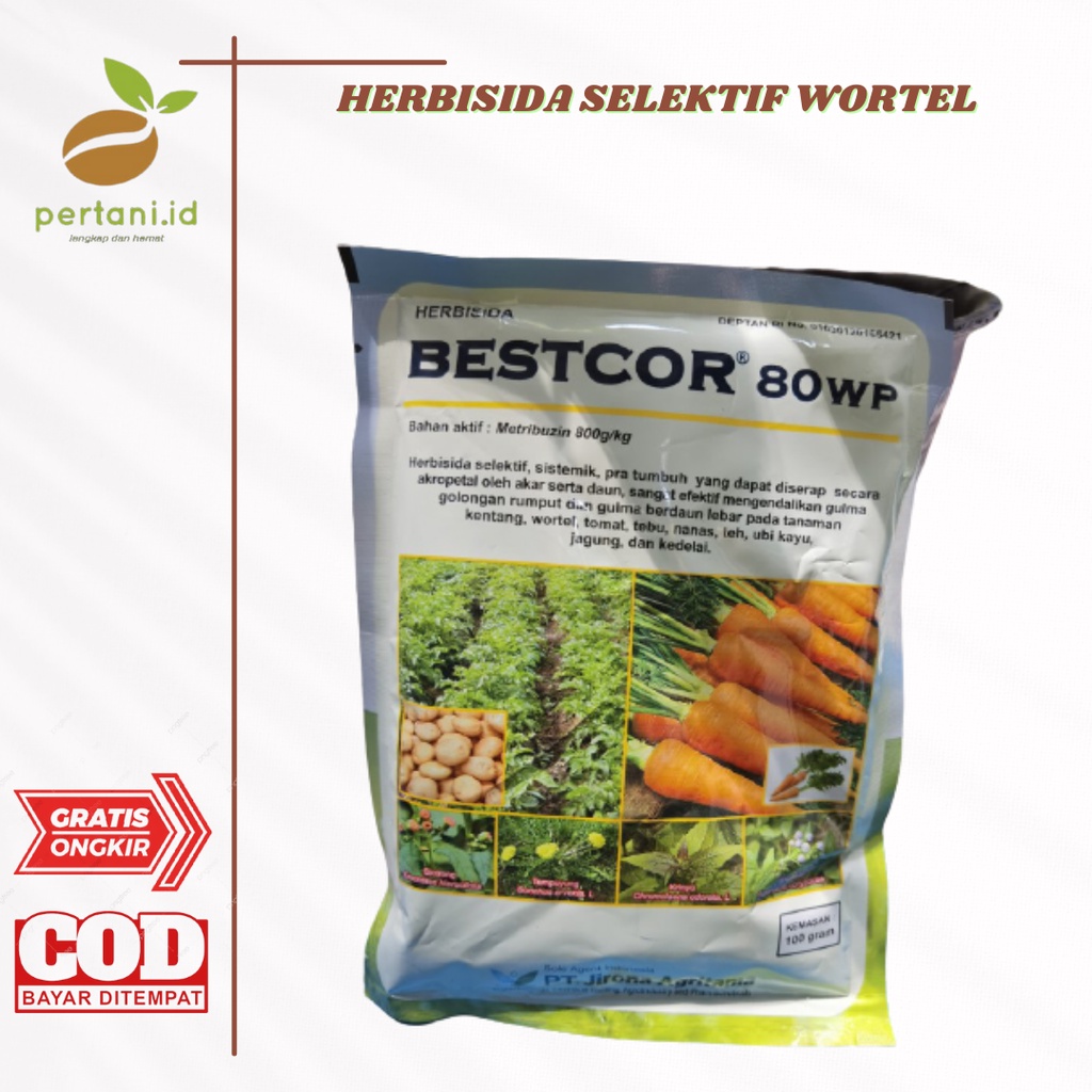 Herbisida Selektif  Wortel- BESTCOR 80WP ukuran 100gr - PENGENDALI RUMPUT PADA TANAMAN WORTEL