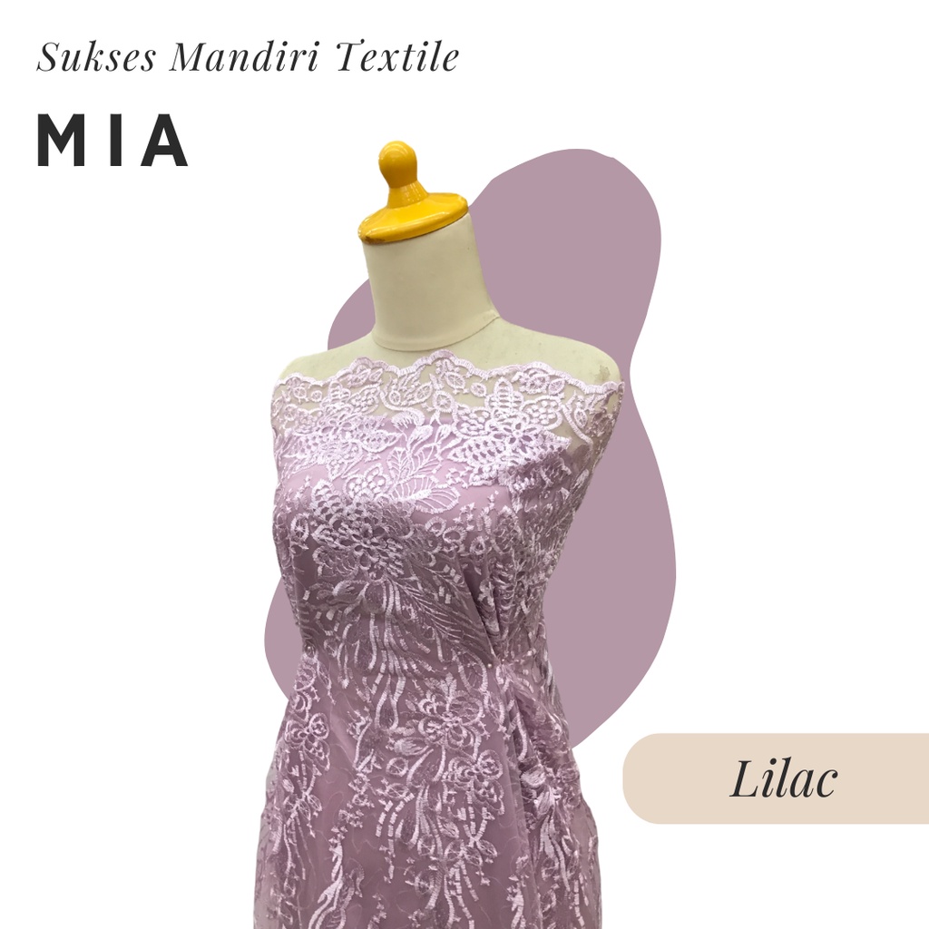 [MIA] Brokat Brukat Tile Premium Mewah Warna Lilac Ungu | Harga ½ meter = 50 cm (Bahan Dress Bridesm