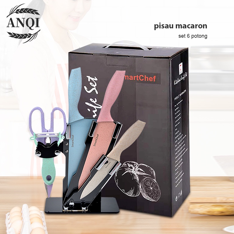 ANQI1888 Pisau Dapur Set isi 6pcs Kitchen Knife Set Multicolor Knife Set Gift Premium 6in 1 VS-1817