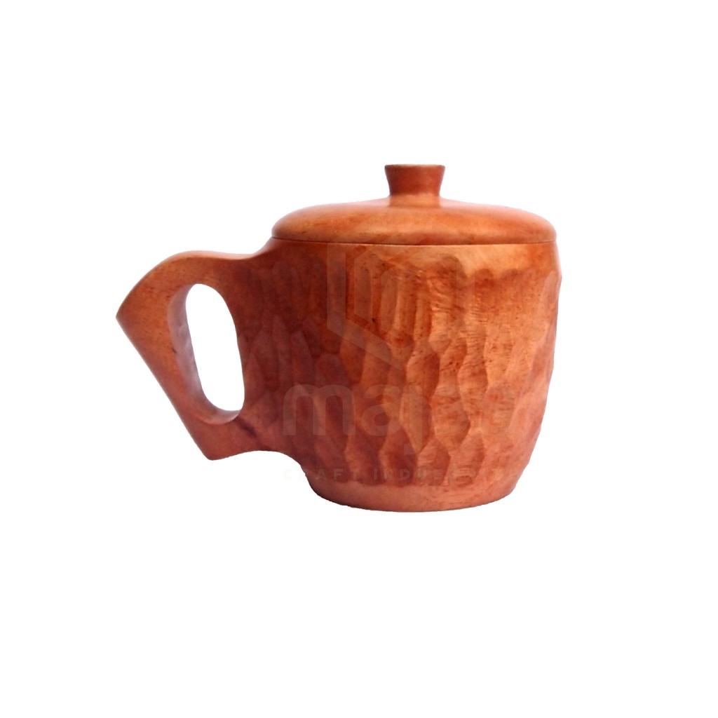 Wooden Cup Mug | Rustic Mug | Mug Kayu Plus Tutup (Antik Unik Murah)