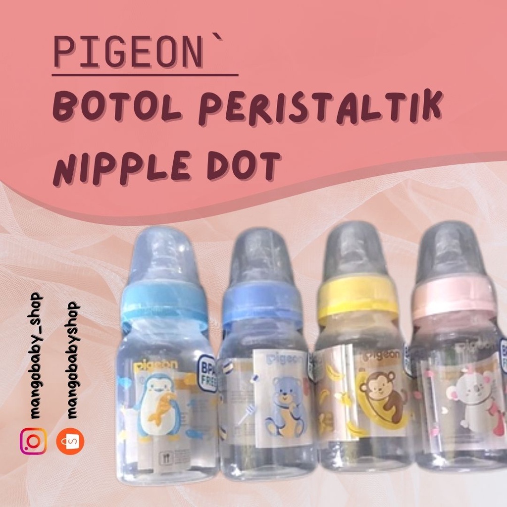 PIGEON BOTOL STANDAR POLOS DENGAN GAMBAR (TANPA DUS), botol susu bayi peristaltic nipple dot ulir tersedia ukuran 50ml 120ml 240ml