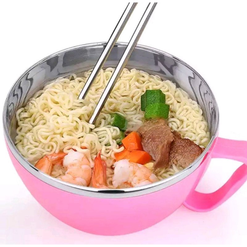 KOREAN BOWL Mangkok Mie Korea Serbaguna Mangkok Stainless Dengan Gagang Fresh Noodles Bowl